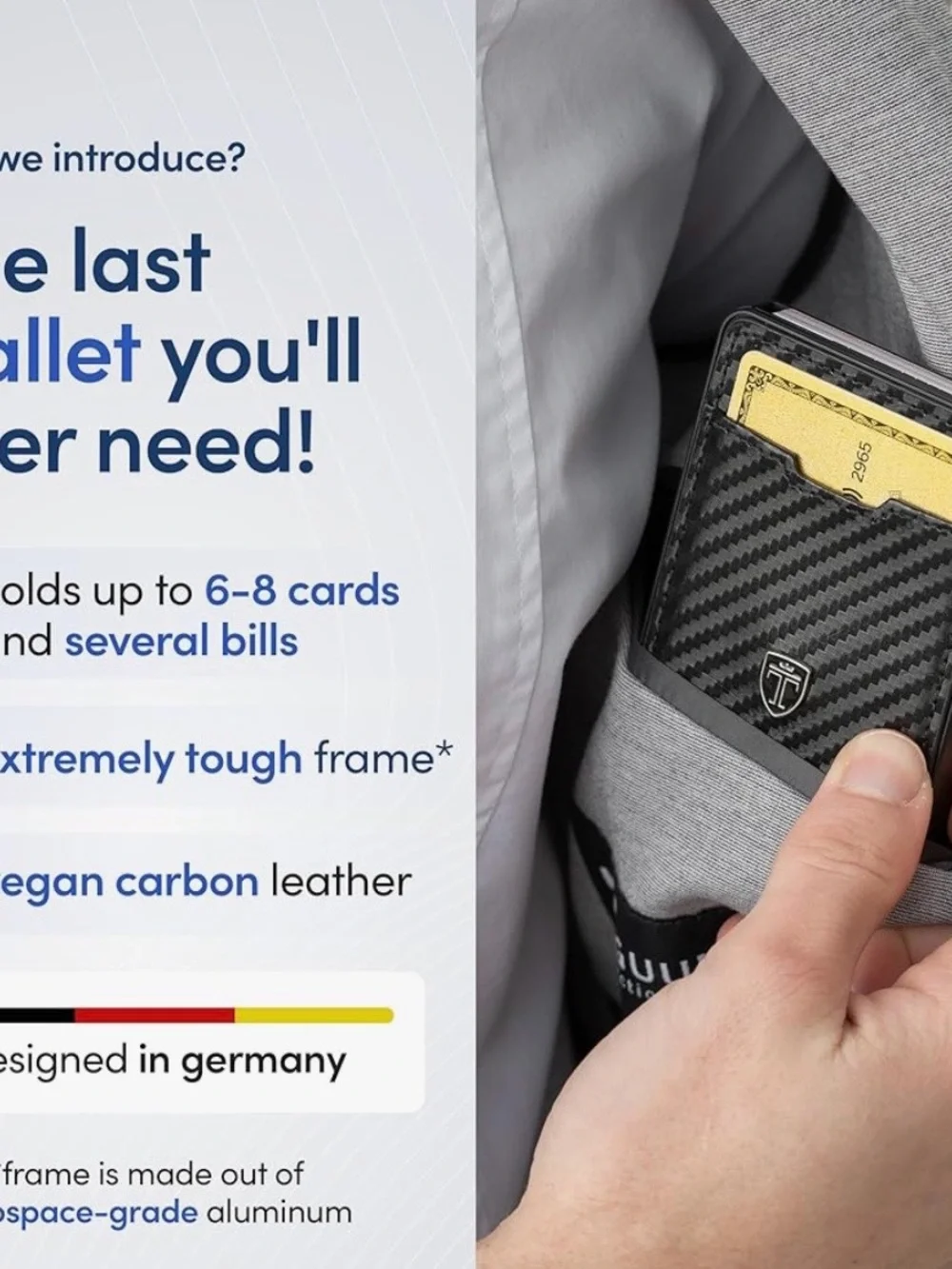 Wallet - Black Carbon-Finish Card & Money Clip Holder